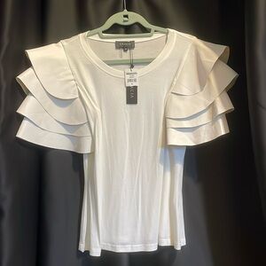 Gracia white shirt with tiered sleeves